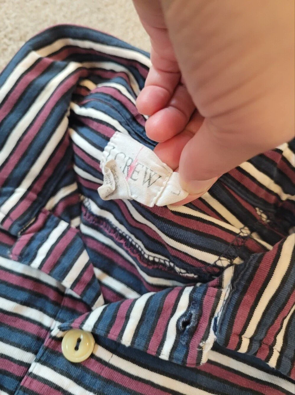 J. Crew Vintage Striped Long Sleeve Polo Shirt Size Large Womens